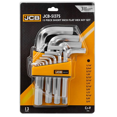Набор Г-образных дюймовых ключей HEX (6-гр) 1/16"-3/4" 13 пр. JCB JCB-5137S