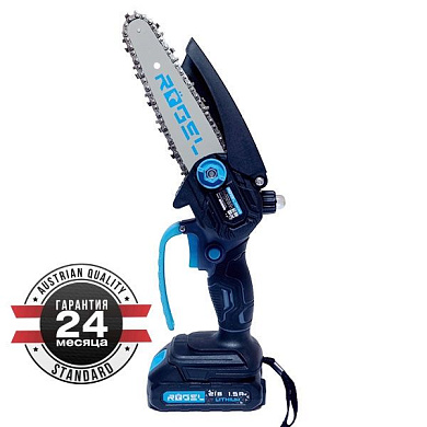 Пила цепная аккумуляторная, 21 В, 1500 мАч, шина 150 мм/6", скорость цепи 6.5 м/с, кейс RÖGEL CCSR-1506