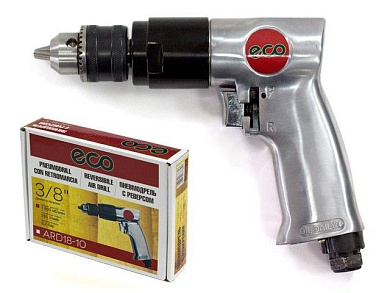 Пневмодрель с реверсом ARD18-10, 10мм, 1800 об/мин, 255 л/мин ECO ARD18-10