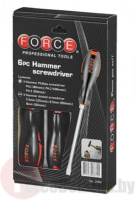 Набор ударных отверток PH, SL 6 пр. Force 2069