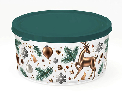 Контейнер круглый для продуктов 2,6л с НГ декором Полимербыт 4351832