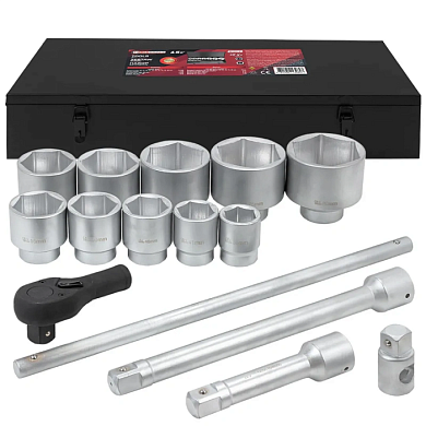 Набор головок 36-80 мм 1'' 6-гр с трещоткой 15 пр ForceKraft FK-8141-5