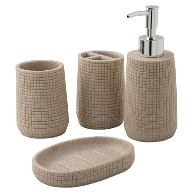 Набор для ванной комнаты 4 пр., мыльница, дозатор для мыла, подставка для зубных щеток, подставка для косметических аксессуаров La and Te beaute LT-BS-6