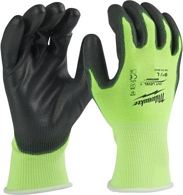 Перчатки защитные Hi-Vis Cut level 1/A 9/L Milwaukee 4932479918