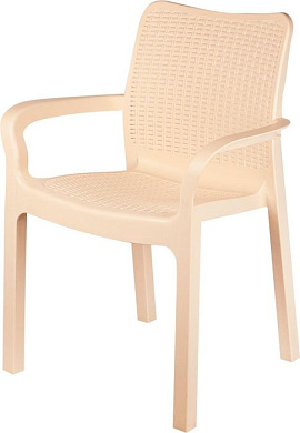Стул пластиковый Rattan 506×580×833мм, сливочный Пластик Репаблик ING6182СЛВ