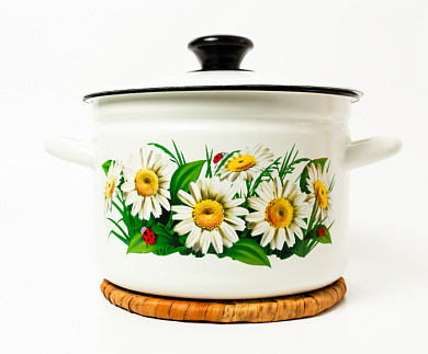 Кастрюля цил.борт. 3 л, белая декором Керченский металлургический завод 41704-122/6-У4СД