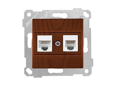Розетка телефонная + компьютерная, RJ12+Cat5e, скрытая, без рамки, орех, RITA, Mutlusan 22001390157