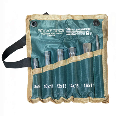 Набор ключей трубчатых 8×9-16×17 мм, с воротком 10×150 мм, 6 пр RockForce RF-50816P