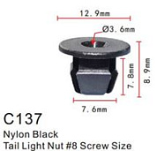 Клипса для крепления внутренней обшивки а/м GM пластиковая, 100 шт Forsage C0137(GM)