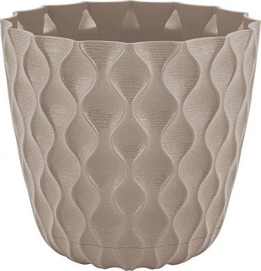 Горшок для цветов InGreen Wave с дренажной сеткой и съемным поддоном 0,65л,D115мм платан Пластик Репаблик IG650010105