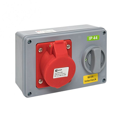 Розетка с блокировкой и выключателем 1415 3Р+РЕ+N 16А 380В IP44 EKF ps-1415-16-380