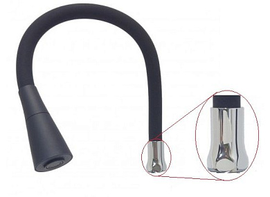 Излив гибкий для кухонного смесителя, нержавеющая сталь + силикон, хром + черный L7507-2 Ledeme