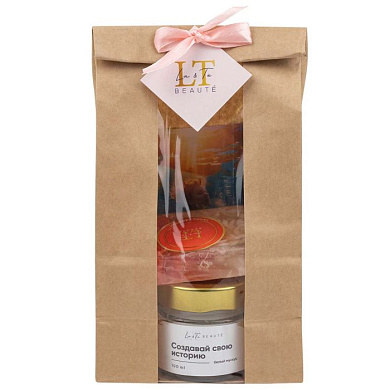 Набор "Атмосфера" свеча ароматизированная Белый мускус, мыло 53342 ''Каприз природы'', 53353 мыло ''Танец бабочки'' La and Te beaute LT-SPA-23