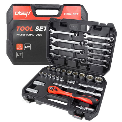 Набор инструментов 32 пр. 1/2'' 6-гр. DISEN DS-4324-5
