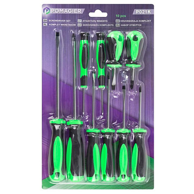 Набор отверток 10 пр. SL, РН, Torx Помощник P021K