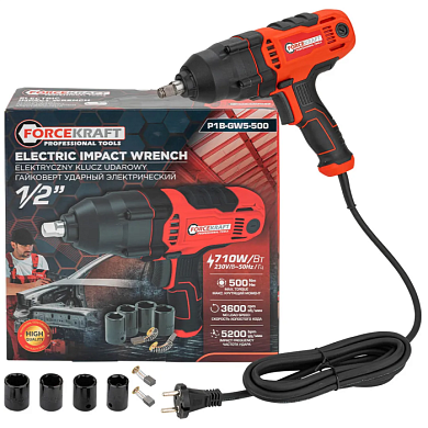 Гайковерт ударный электрический 1/2'' 710Вт ForceKraft FK-P1B-GW5-500