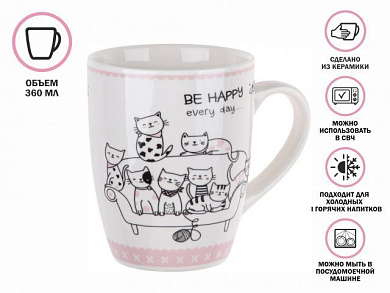 Кружка керамическая, 360 мл., ANIMAL FRIENDS-4, PERFECTO LINEA 30-063444