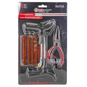 Набор инструментов для ремонта шин 8 пр., шило, протяжка, шнуры-5 шт, утконосы, ForceKraft FK-904T8A