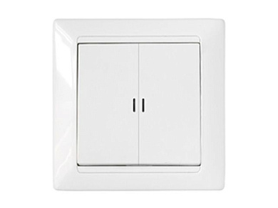 Выключатель 2 клав. (cкрытый, 10А) со световой индикацией, белый, Стиль, Bylectrica С5 10-815