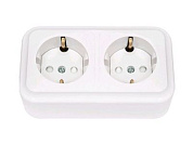 Розетка 2-ая (открытая, с/з, со шторками) белая, Пралеска, Bylectrica РА16-274