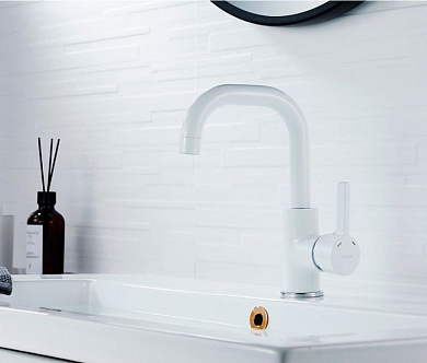 Смеситель для умывальника, латунь, белый Ledeme L1099W