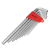 Набор ключей имбусовых HEX, 1,5-10 мм, CrV, 9 шт., экстра-длинные, c шаром, сатин Matrix 16410