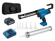 Аккум. пистолет для герметика CG 1860 SET, 1х4, сумка, 300/600 мл, 2500 Н, 8,3 мм/с, рег. скор. BULL 1304625