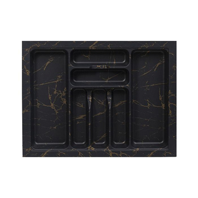 Лоток для столовых приборов 700 MARBLE 635*485, черно-золотой мрамор AKS 125452