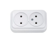 Розетка 2-ая (открытая, б/з) белая, Вариант, Bylectrica РА16-0141