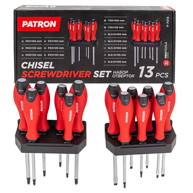 Набор ударных отверток PH, PZ, SL, Torx 13 пр PATRON P-7013