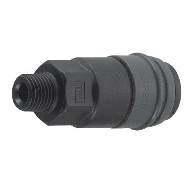 Быстроразъем пневматический с клапаном "мама"-наруж. резьба 1/4" пластик Prowin 20SMP-E