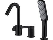 Смеситель для ванны Lt D35, серия Lotus черный, на борт, поворотный J-излив A-five A5-0649