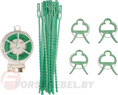 Набор садовый для обвязки растений, комплект (хомуты, зажимы, проволока в ПВХ оплетке) Flo 88811