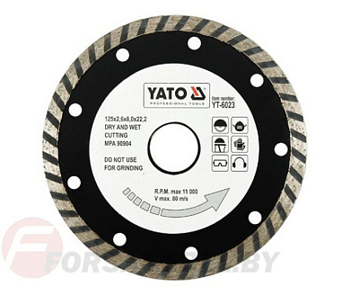 Круг алмазный 125x22,2 мм турбо Yato YT-6023
