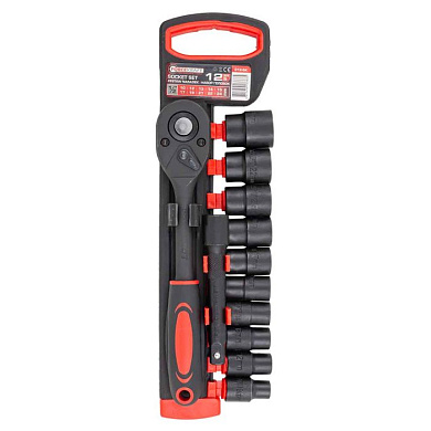 Набор ударных головок с трещоткой и удлинителем 12 пр.1/2'' 6-гр, 10-24 мм ForceKraft FK-012-5K