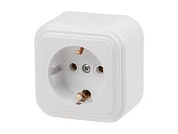 Розетка 1-ая, открытая, с/з, белая, Стандарт, RA16-133-Б, Юпитер JP7410-03