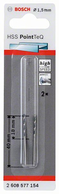 Сверло по металлу 1,5x40 мм, 2 шт., HSS PointTeQ Bosch 2608577154