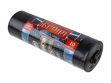 Мешки для мусора, 120 л, 10 шт, "БРОНЯ", черные, 70х110см/60мкм РОМАШКА ВР-0010