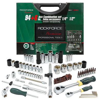 Набор инструментов 94+6 пр 1/4''&1/2'' сорв.гр. RockForce RF-4941-7 Premium