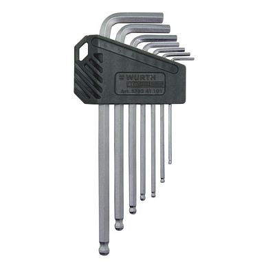 Набор угловых винтовертов, HEX, со сферической головкой, короткие, 1,5-6 мм, 6 шт., Red Stripe WÜRTH 575241 101