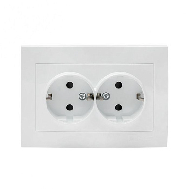 Валенсия розетка 2-местная с/з 16А белая с защ, штор, EKF PROxima EWR16-128-10