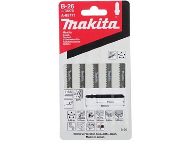 Пилка для лобзика по дереву с гвоздями B-26, 5 шт., пропил криволинейный, аккуратный и чистый рез Makita A-85771