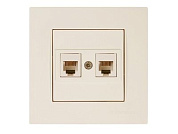 Розетка телефонная 2хRJ12, скрытая, кремовая, RITA, Mutlusan 22201260102