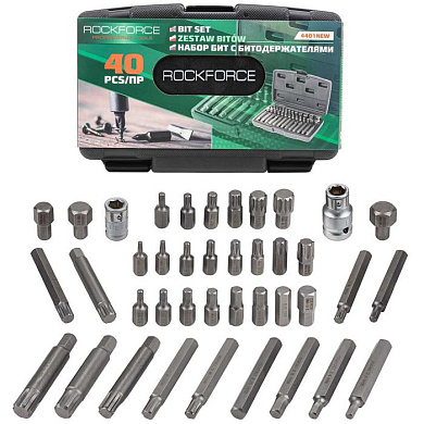 Набор бит 10 мм Torx, Hex, Spline, Ribe 40 пр. RockForce RF-4401new