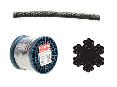 Трос стальной, оцинк. М16 DIN 3055 бухта 100 м Starfix SMP-53686-100