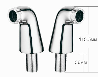 Комплект установочных углов 1/2" Ш х 3/4" Ш для смесителя на борт ванны, латунь, хром Ledeme L77