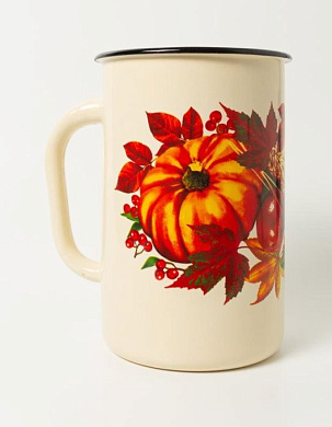 Кружка эмалированная б/кр 1.5 л, слоновая с декором Керченский металлургический завод 40104-082/4СлБД