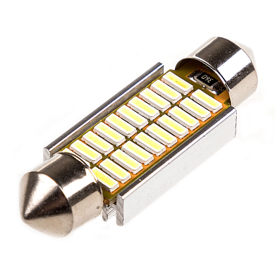 Автолампа диод T11 (C5W) 12V SMD 1-конт 39 мм Белая комп.2 шт салон/номер SKYWAY S08201314