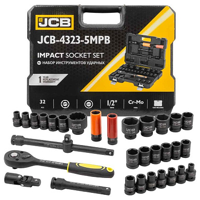 Набор инструментов ударных 32 пр. 1/2'' 6-гр JCB JCB-4323-5MPB