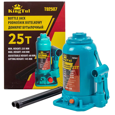 Домкрат бутылочный 25 т, с клапаном, 235-440 мм KINGTUL KT-T92507